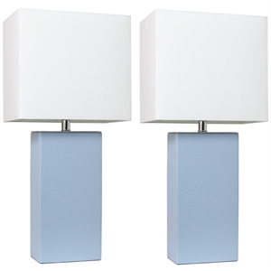 elegant designs leather table lamp 2 pack in periwinkle with white shade