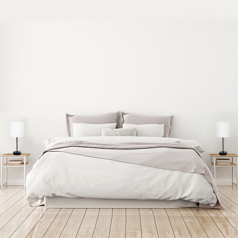 LimeLights Metal Stick Lamp 2 Pack w/ Power Outlet in Black with White Shade