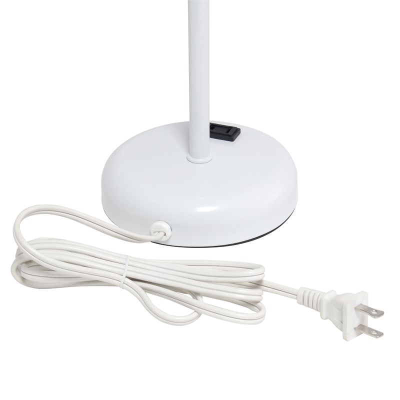 LimeLights Metal Stick Lamp 2 Pack w/ Power Outlet in White with Gray Shade