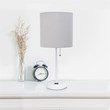 LimeLights Metal Stick Lamp 2 Pack w/ Power Outlet in White with Gray Shade