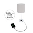 LimeLights Metal Stick Lamp 2 Pack w/ Power Outlet in White with Gray Shade