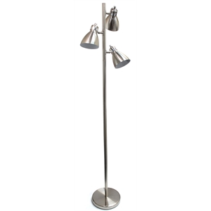simple designs metal 3 light tree floor lamp in nickel with nickel shades
