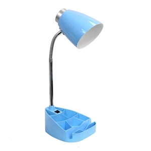 limelights plastic gooseneck organizer desk lamp in blue with blue shade