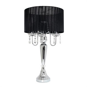 elegant designs metal tendy sheer table lamp in chrome with black shade