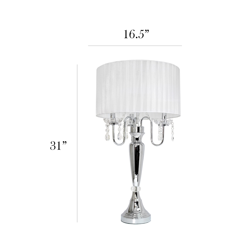 Elegant Designs Metal Tendy Sheer Table Lamp in Chrome with White Shade