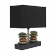 Elegant Designs Ceramic Dual Stacked Stone Table Lamp in Chrome with Black Shade