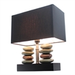 Elegant Designs Ceramic Dual Stacked Stone Table Lamp in Chrome with Black Shade