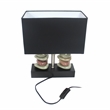 Elegant Designs Ceramic Dual Stacked Stone Table Lamp in Chrome with Black Shade