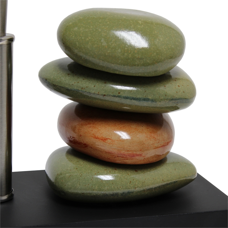 Elegant Designs Ceramic Dual Stacked Stone Table Lamp in Chrome with Black Shade