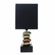 Elegant Designs Ceramic Dual Stacked Stone Table Lamp in Chrome with Black Shade