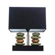 Elegant Designs Ceramic Dual Stacked Stone Table Lamp in Chrome with Black Shade