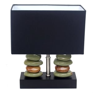 elegant designs ceramic dual stacked stone table lamp in chrome with black shade