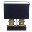 Elegant Designs Ceramic Dual Stacked Stone Table Lamp in Chrome with Black Shade