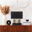 Elegant Designs Ceramic Dual Stacked Stone Table Lamp in Chrome with Black Shade