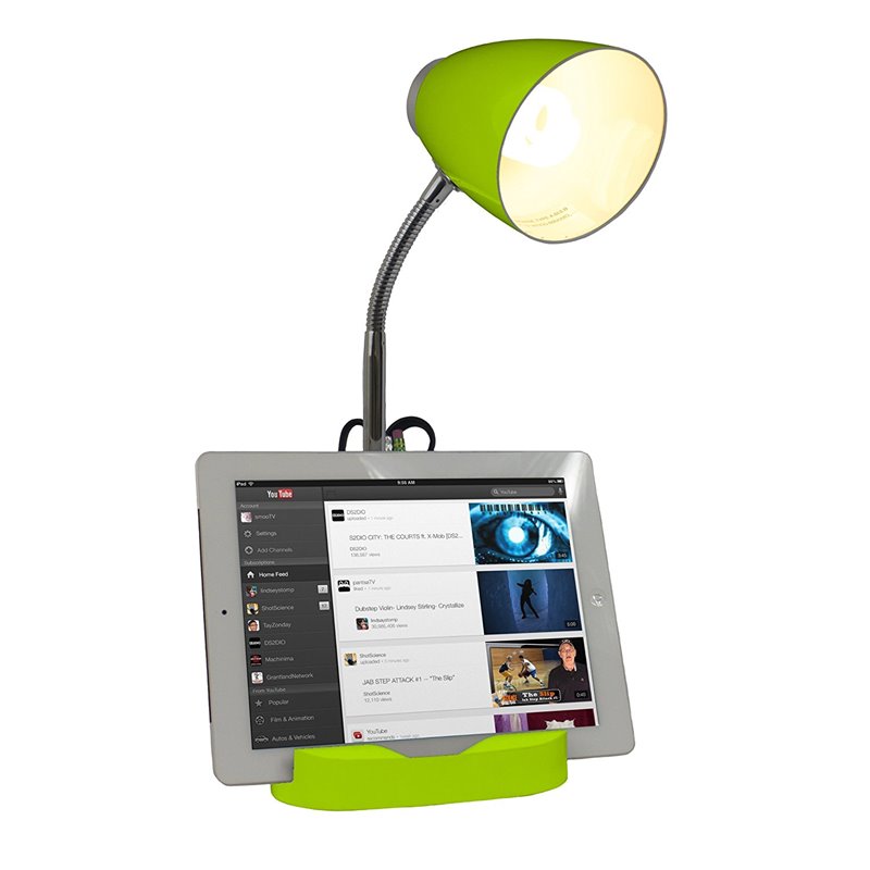 Elegant Designs Gooseneck Organizer Desk Lamp in Green with Green Shade