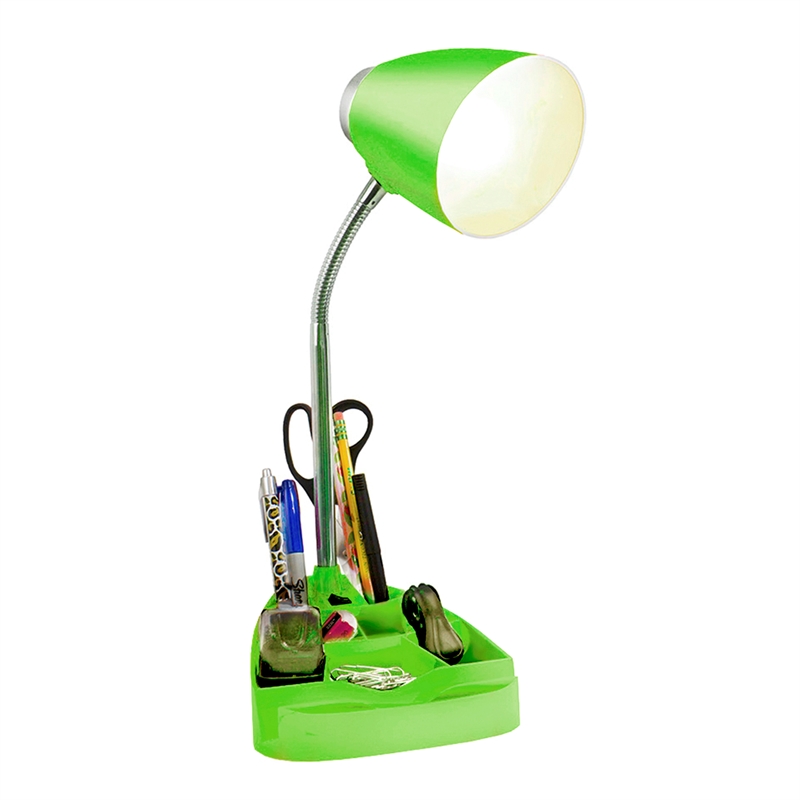 Elegant Designs Gooseneck Organizer Desk Lamp in Green with Green Shade