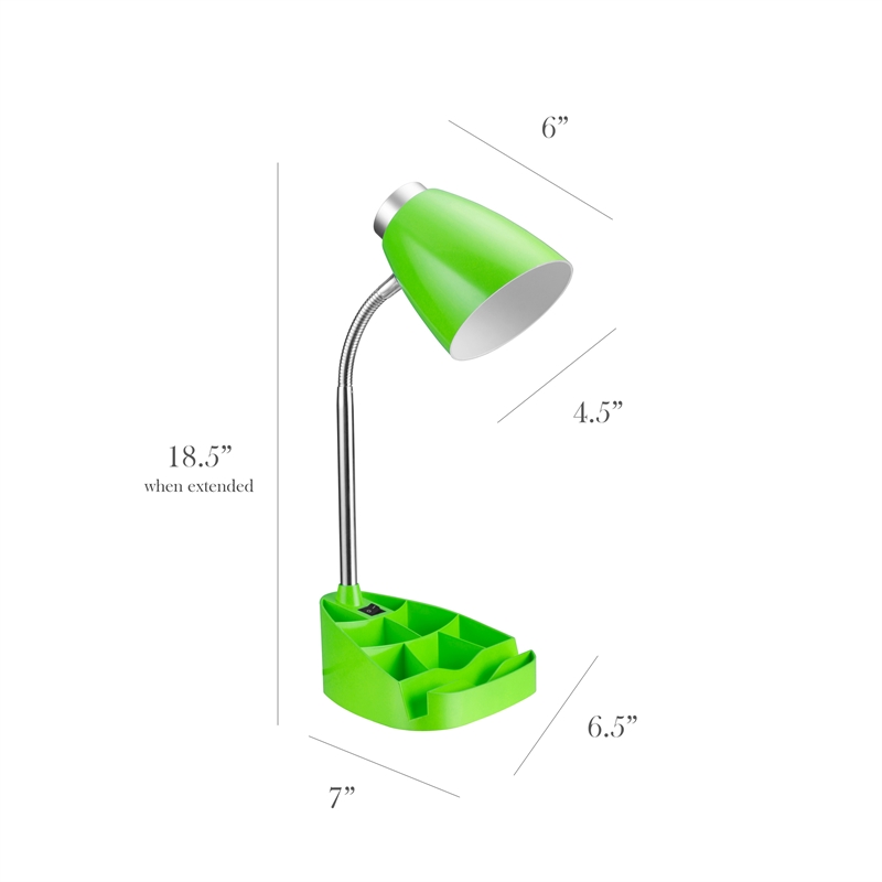 Elegant Designs Gooseneck Organizer Desk Lamp in Green with Green Shade