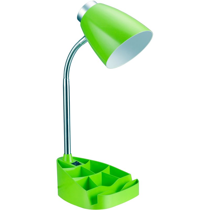Elegant Designs Gooseneck Organizer Desk Lamp in Green with Green Shade
