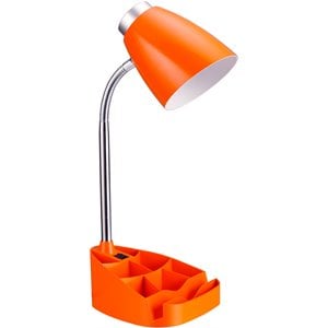 elegant designs gooseneck organizer desk lamp in orange with orange shade