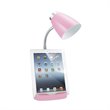 Elegant Designs Gooseneck Organizer Desk Lamp in Pink with Pink Shade