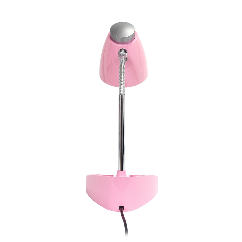 Elegant Designs Gooseneck Organizer Desk Lamp in Pink with Pink Shade