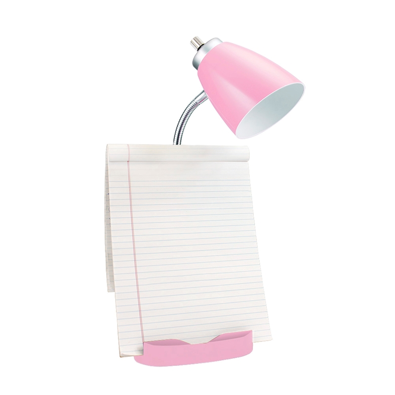 Elegant Designs Gooseneck Organizer Desk Lamp in Pink with Pink Shade