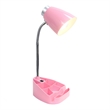 Elegant Designs Gooseneck Organizer Desk Lamp in Pink with Pink Shade