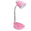 Elegant Designs Gooseneck Organizer Desk Lamp in Pink with Pink Shade