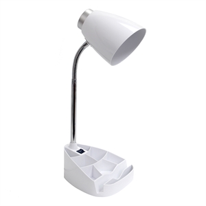 elegant designs gooseneck organizer desk lamp in white with white shade