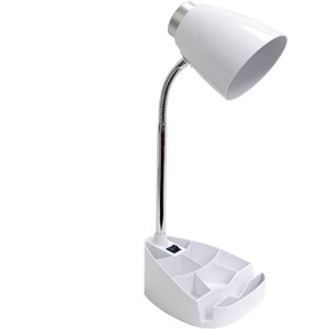 elegant designs gooseneck organizer desk lamp in white with white shade