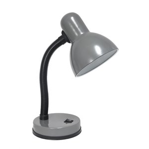 simple designs metal basic flexible neck desk lamp in gray with gray shade