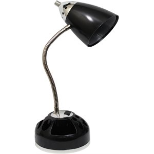 limelights plastic flossy organizer desk lamp w/ power outlet in black
