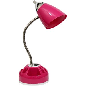 limelights plastic flossy organizer desk lamp w/ power outlet in pink