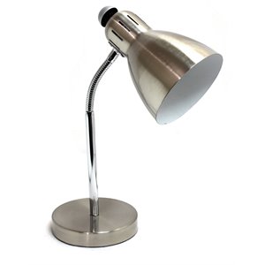 simple designs metal semi-flexible desk lamp in brushed nickel