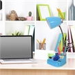 LimeLights Gooseneck Organizer Desk Lamp w/ USB Port with Blue Shade