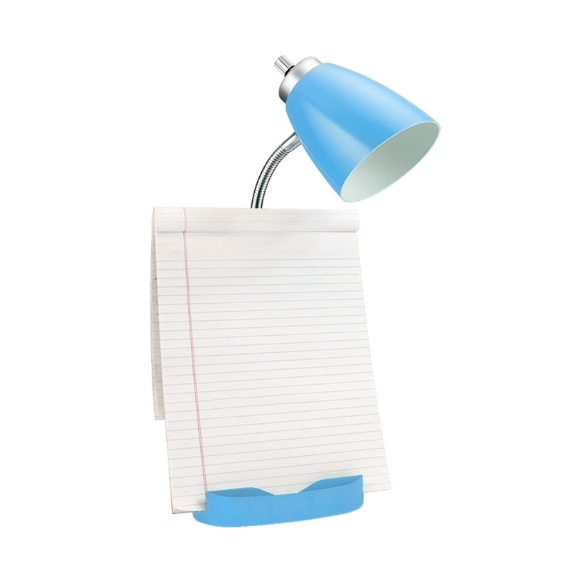 LimeLights Gooseneck Organizer Desk Lamp w/ USB Port with Blue Shade