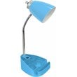 LimeLights Gooseneck Organizer Desk Lamp w/ USB Port with Blue Shade