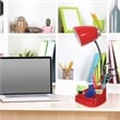 LimeLights Gooseneck Organizer Desk Lamp w/ USB Port with Red Shade