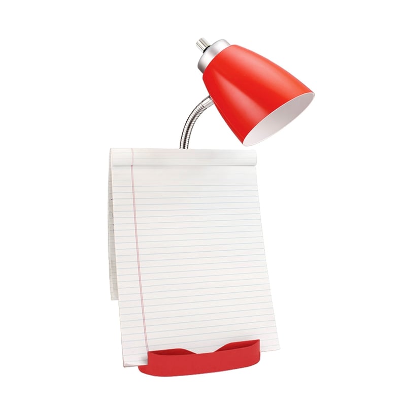 LimeLights Gooseneck Organizer Desk Lamp w/ USB Port with Red Shade