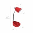 LimeLights Gooseneck Organizer Desk Lamp w/ USB Port with Red Shade
