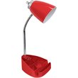 LimeLights Gooseneck Organizer Desk Lamp w/ USB Port with Red Shade