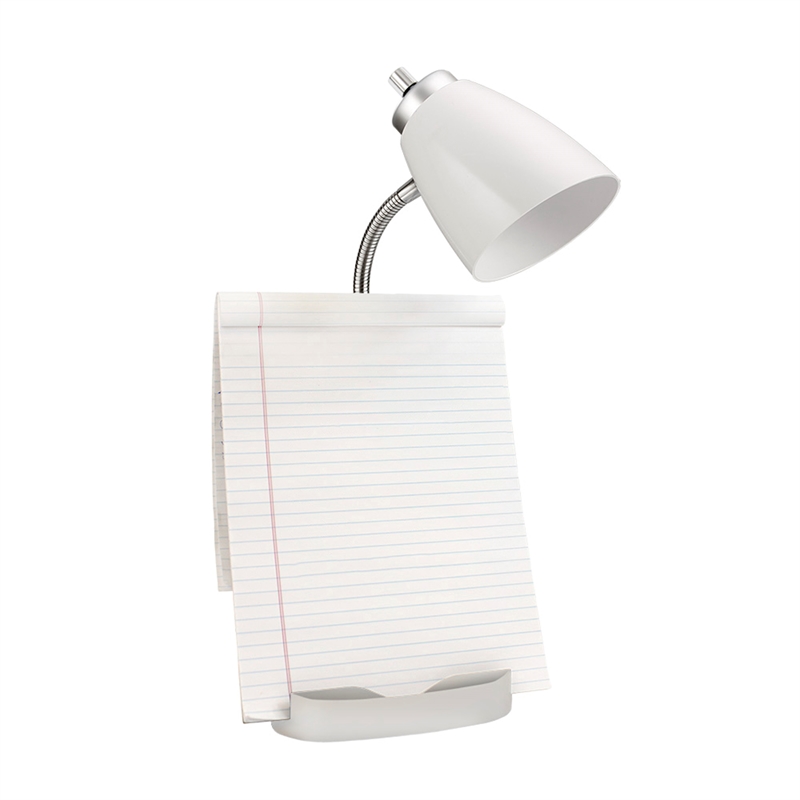 LimeLights Gooseneck Organizer Desk Lamp w/ USB Port with White Shade