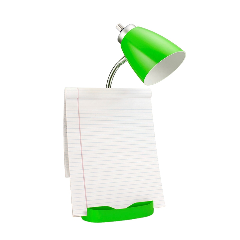 LimeLights Gooseneck Organizer Desk Lamp w/ Power Outlet with Green Shade