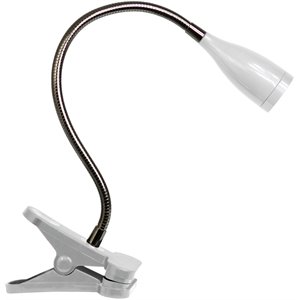 limelights plastic flossy flexible gooseneck led clip lamp in white