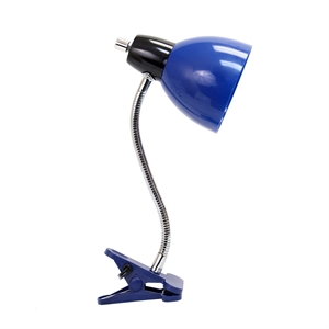limelights plastic adjustable clip lamp in chrome with blue shade