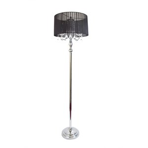 elegant designs metal trendy sheer floor lamp in chrome with black shade
