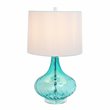 Elegant Designs Glass Table Lamp in White with Blue Shade