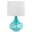 Elegant Designs Glass Table Lamp in White with Blue Shade