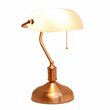 Simple Designs Metal Executive Banke's Desk Lamp in Rose Gold with White Shade