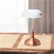 Simple Designs Metal Executive Banke's Desk Lamp in Rose Gold with White Shade